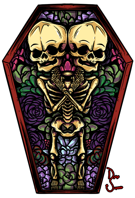 Twins in Succulent Coffin Sticker